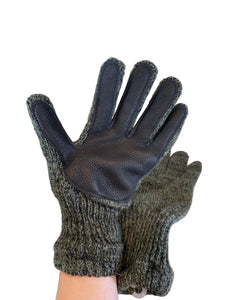 小物 10AW Supreme Deer Skin Palm Knit Gloves Lined Ragg Wool Gloves with Genuine Deer Skin Leather Palm – Great